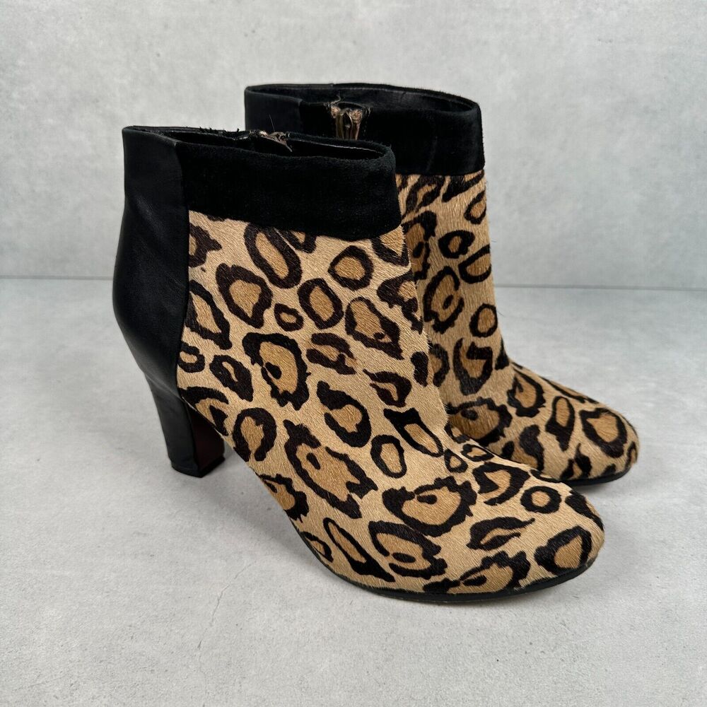 Sam Edelman Boots Womens 9.5M Animal Print Calf Hair Shay Leather Ankle Bootie